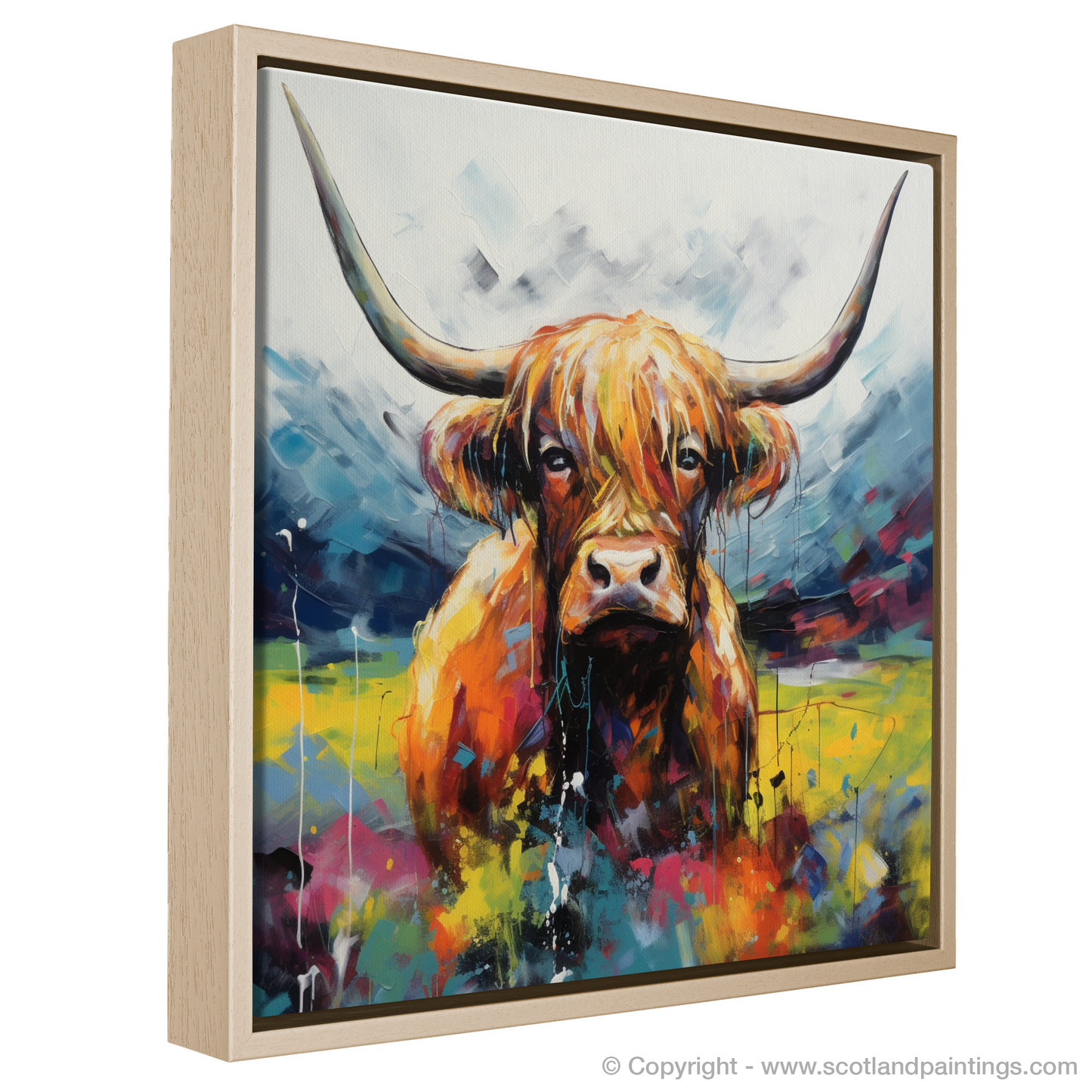 Highland Summer Symphony: An Abstract Highland Cow in Glencoe