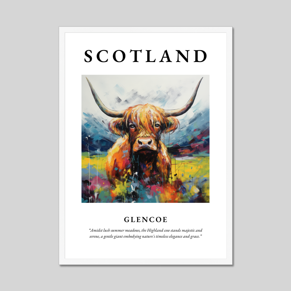 Poster in a white frame with the word Scotland