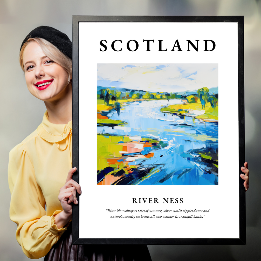 Person holding a poster of River Ness