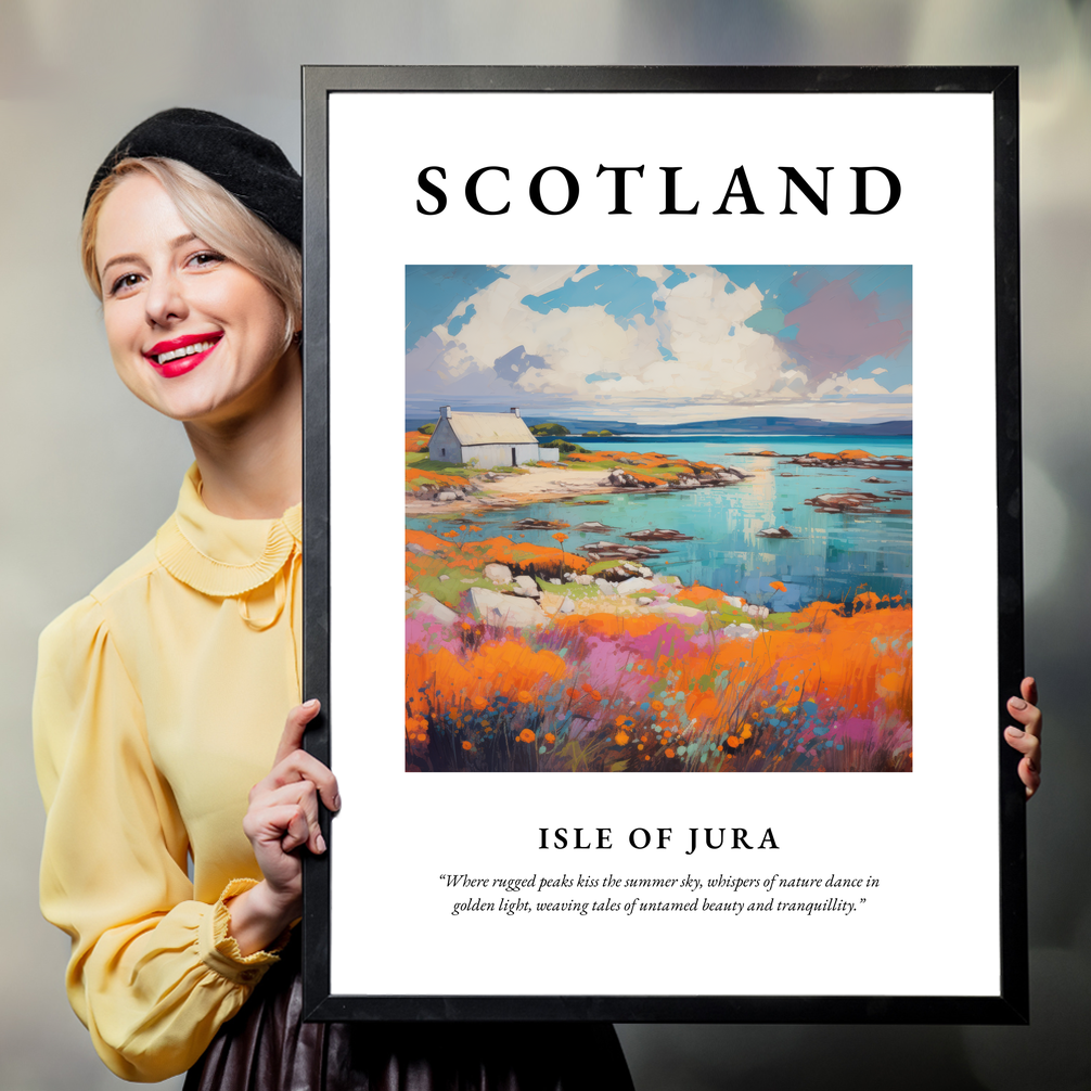 Person holding a poster of Isle of Jura