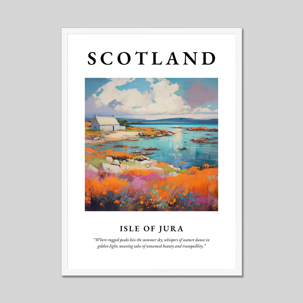 Poster in a white frame with the word Scotland