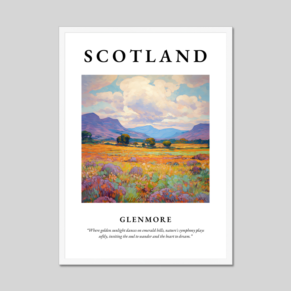 Poster in a white frame with the word Scotland