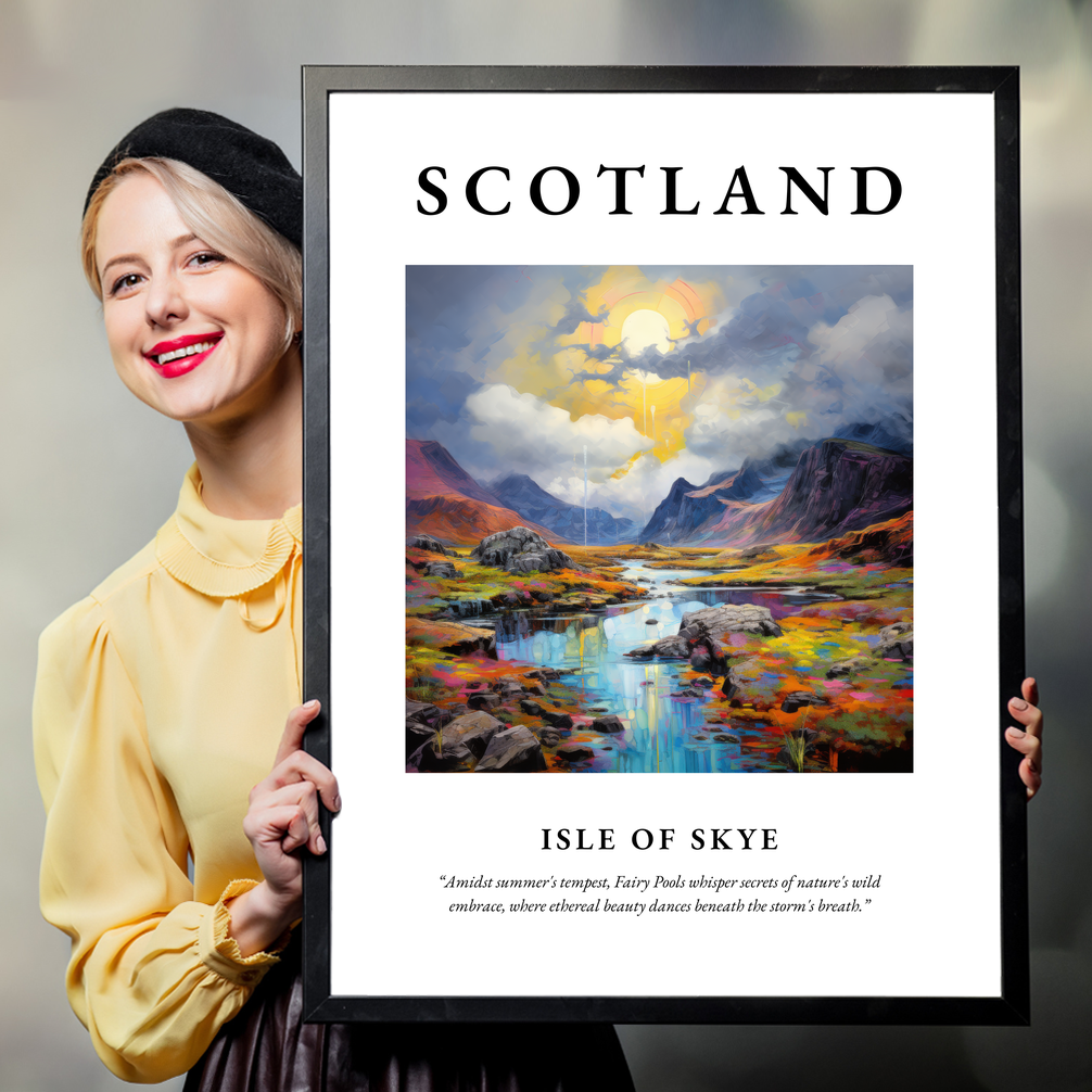 Person holding a poster of Isle of Skye