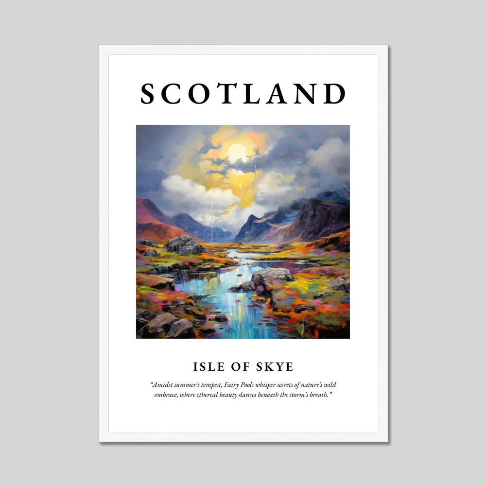 Poster in a white frame with the word Scotland