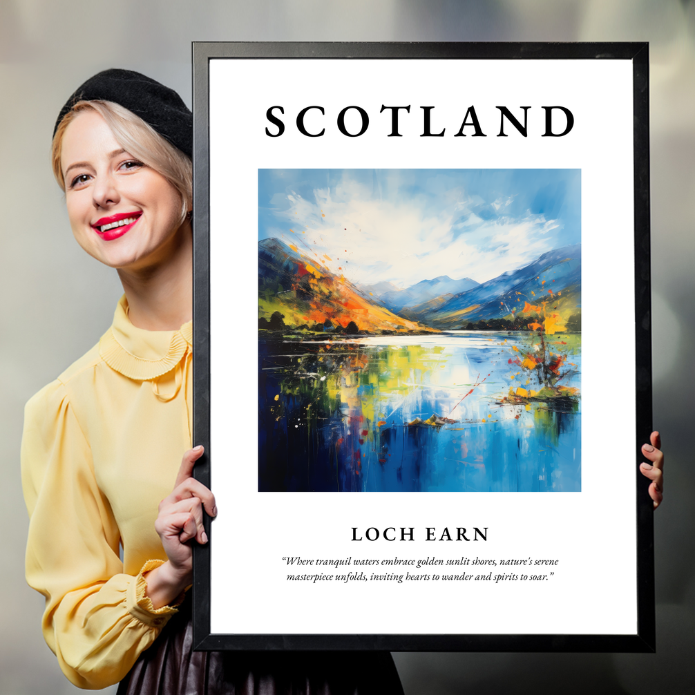 Person holding a poster of Loch Earn