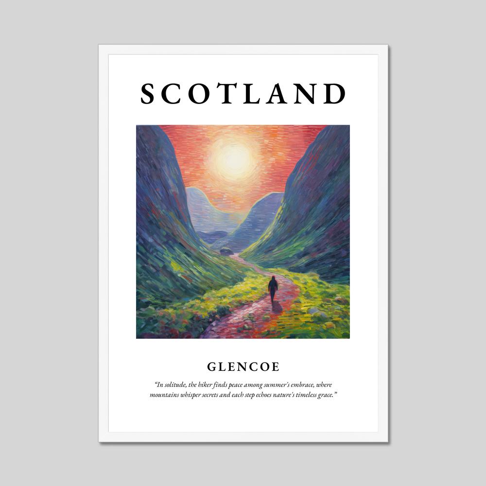 Poster in a white frame with the word Scotland