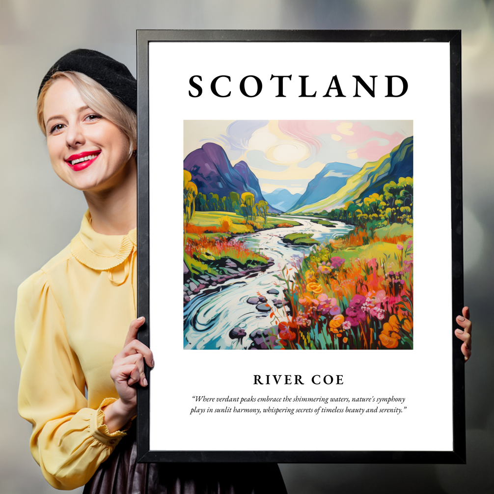 Person holding a poster of River Coe