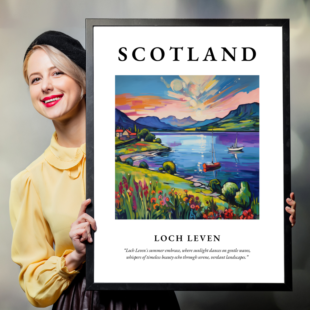 Person holding a poster of Loch Leven