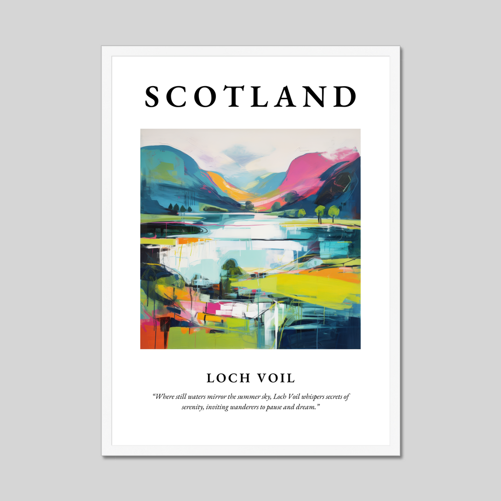 Poster in a white frame with the word Scotland