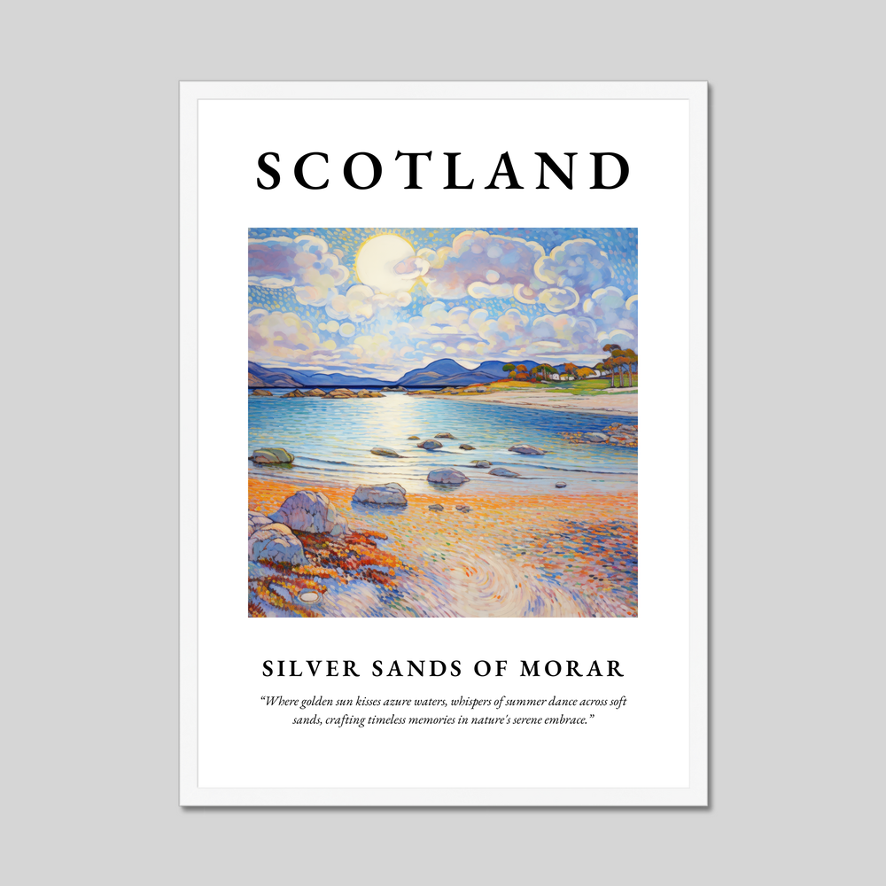 Poster in a white frame with the word Scotland