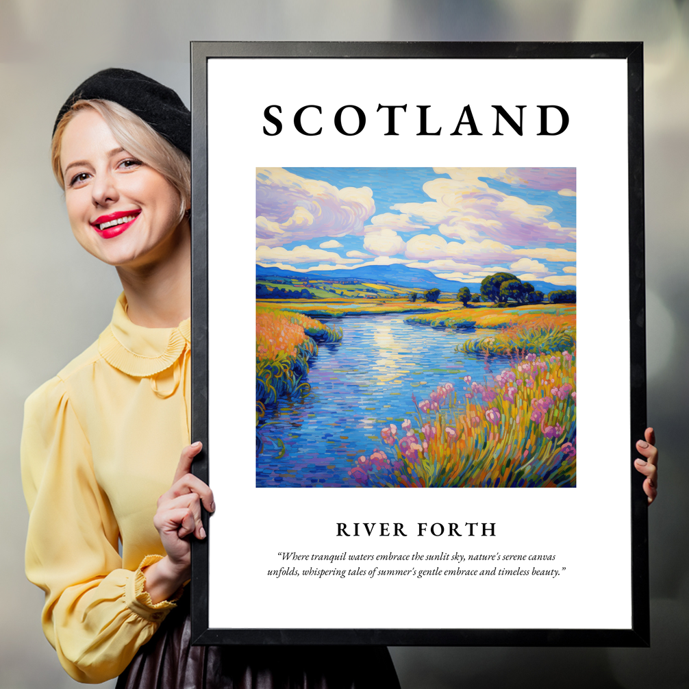 Person holding a poster of River Forth