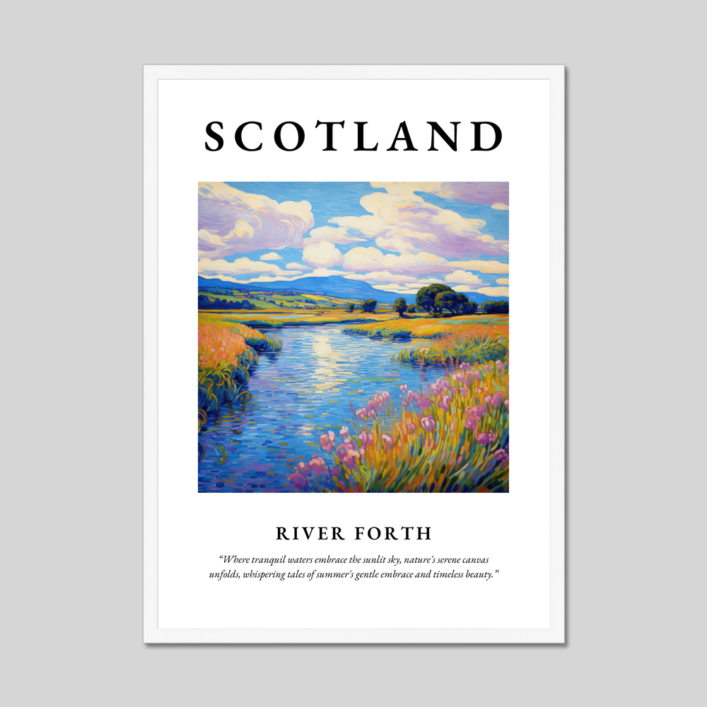 Poster in a white frame with the word Scotland