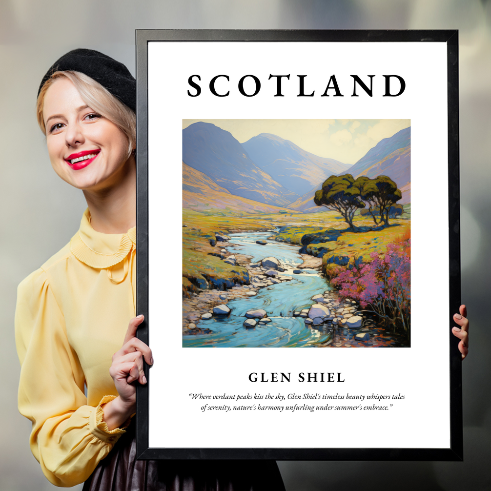 Person holding a poster of Glen Shiel