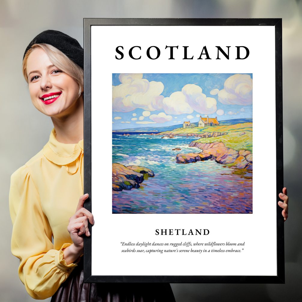 Person holding a poster of Shetland