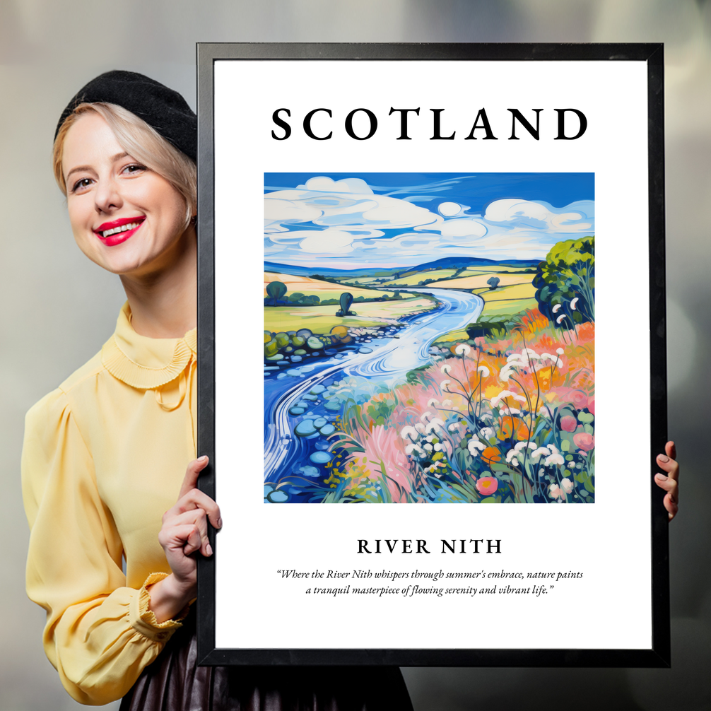 Person holding a poster of River Nith