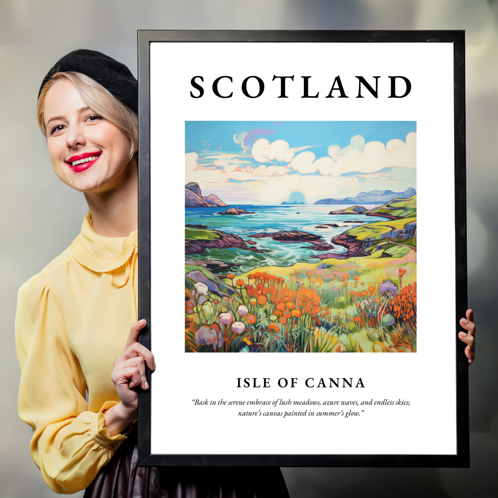 Person holding a poster of Isle of Canna