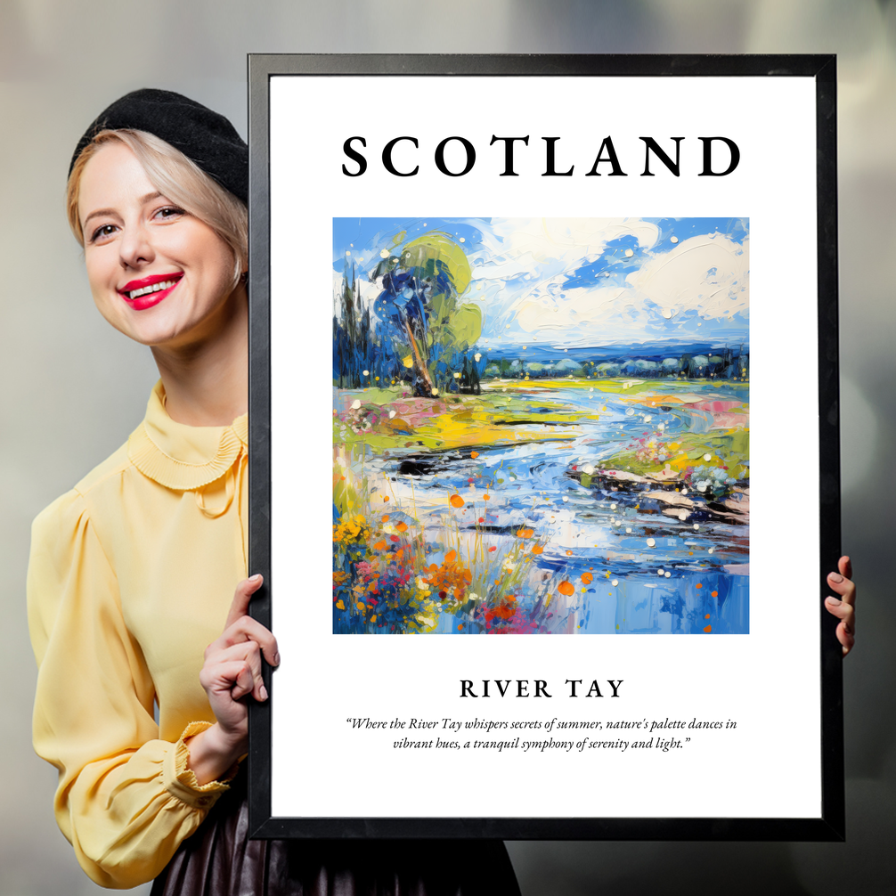 Person holding a poster of River Tay