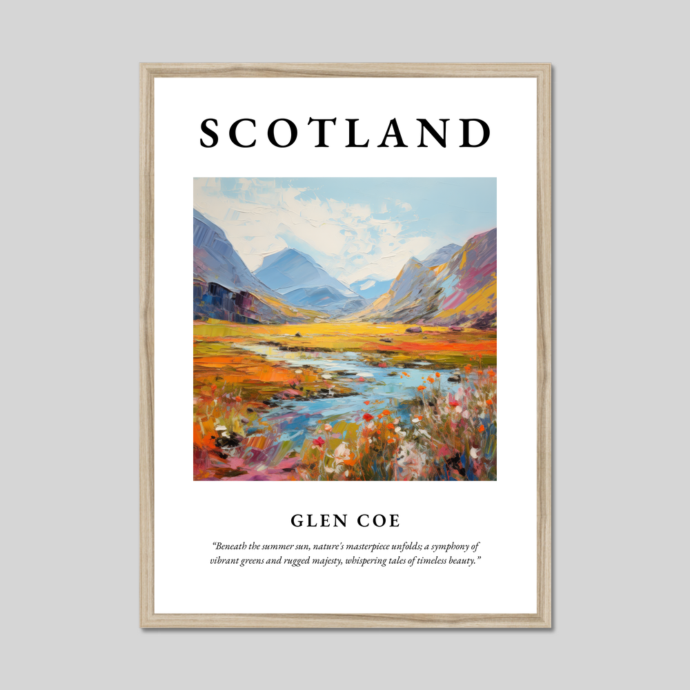 Poster in a natural frame with the word Scotland