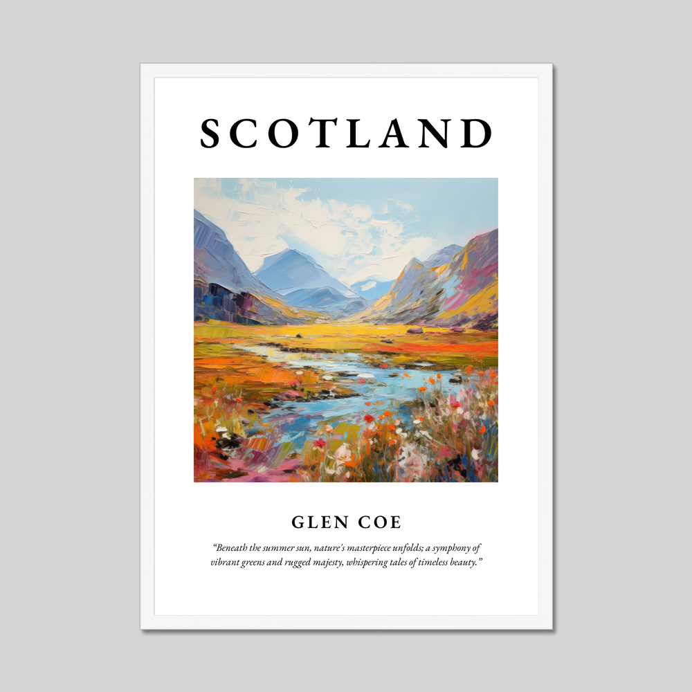 Poster in a white frame with the word Scotland