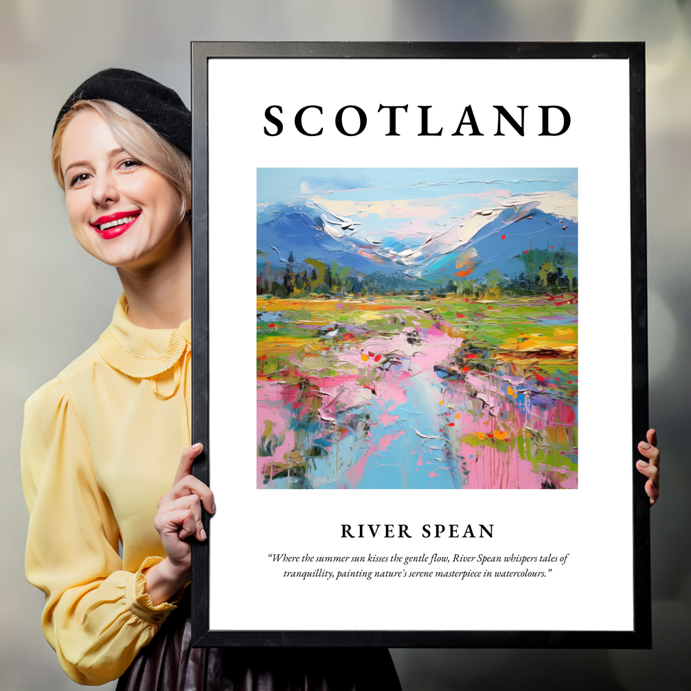 Person holding a poster of River Spean