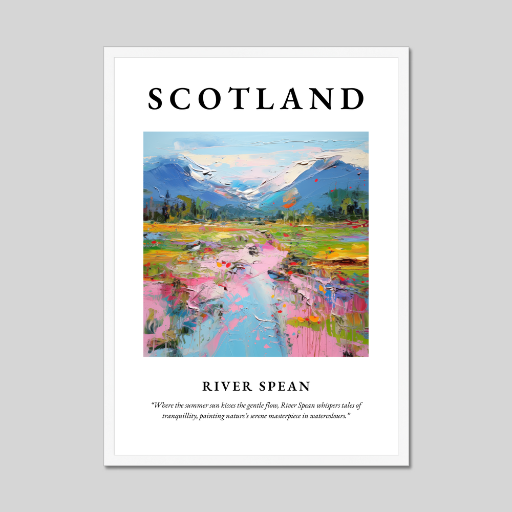 Poster in a white frame with the word Scotland