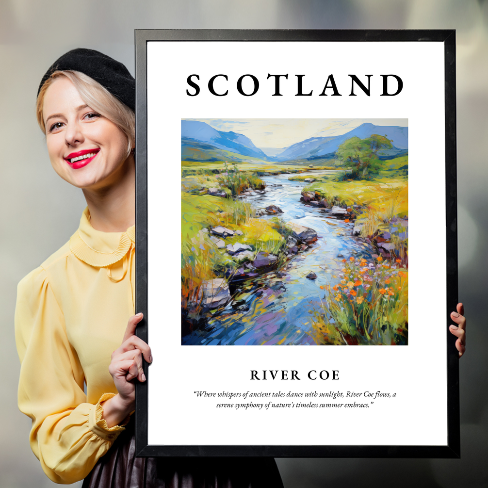 Person holding a poster of River Coe