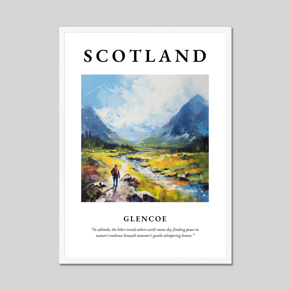 Poster in a white frame with the word Scotland