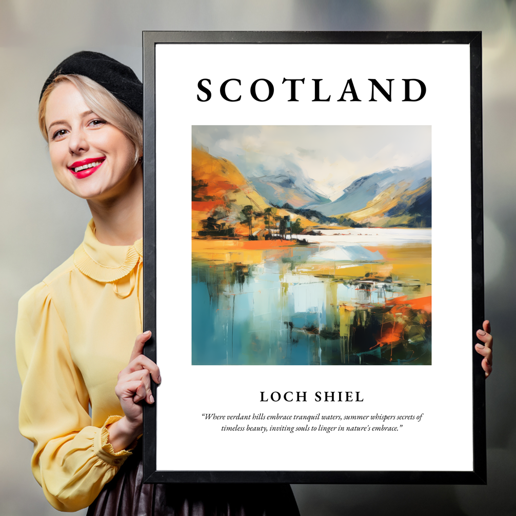 Person holding a poster of Loch Shiel