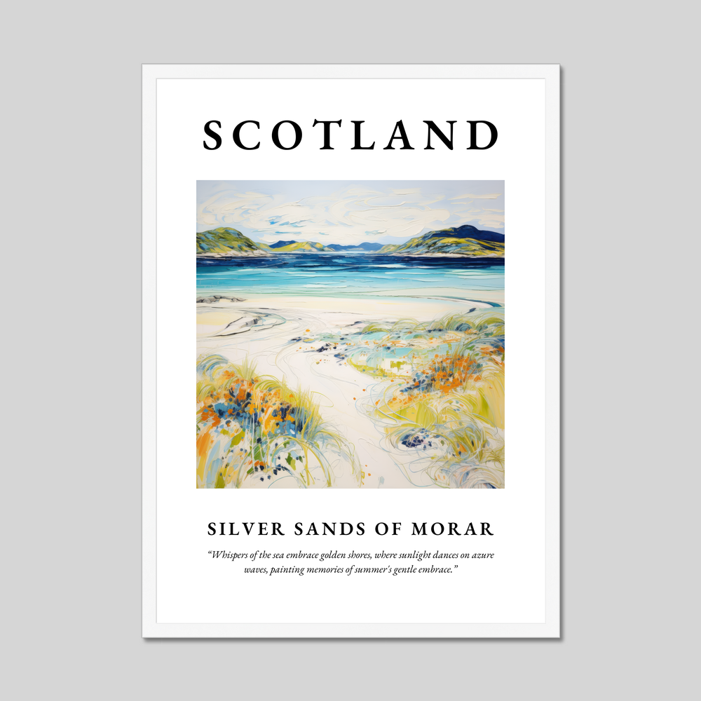 Poster in a white frame with the word Scotland