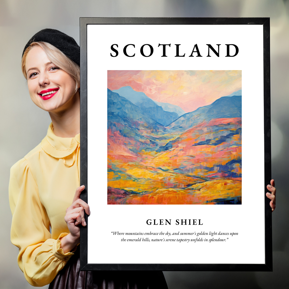 Person holding a poster of Glen Shiel