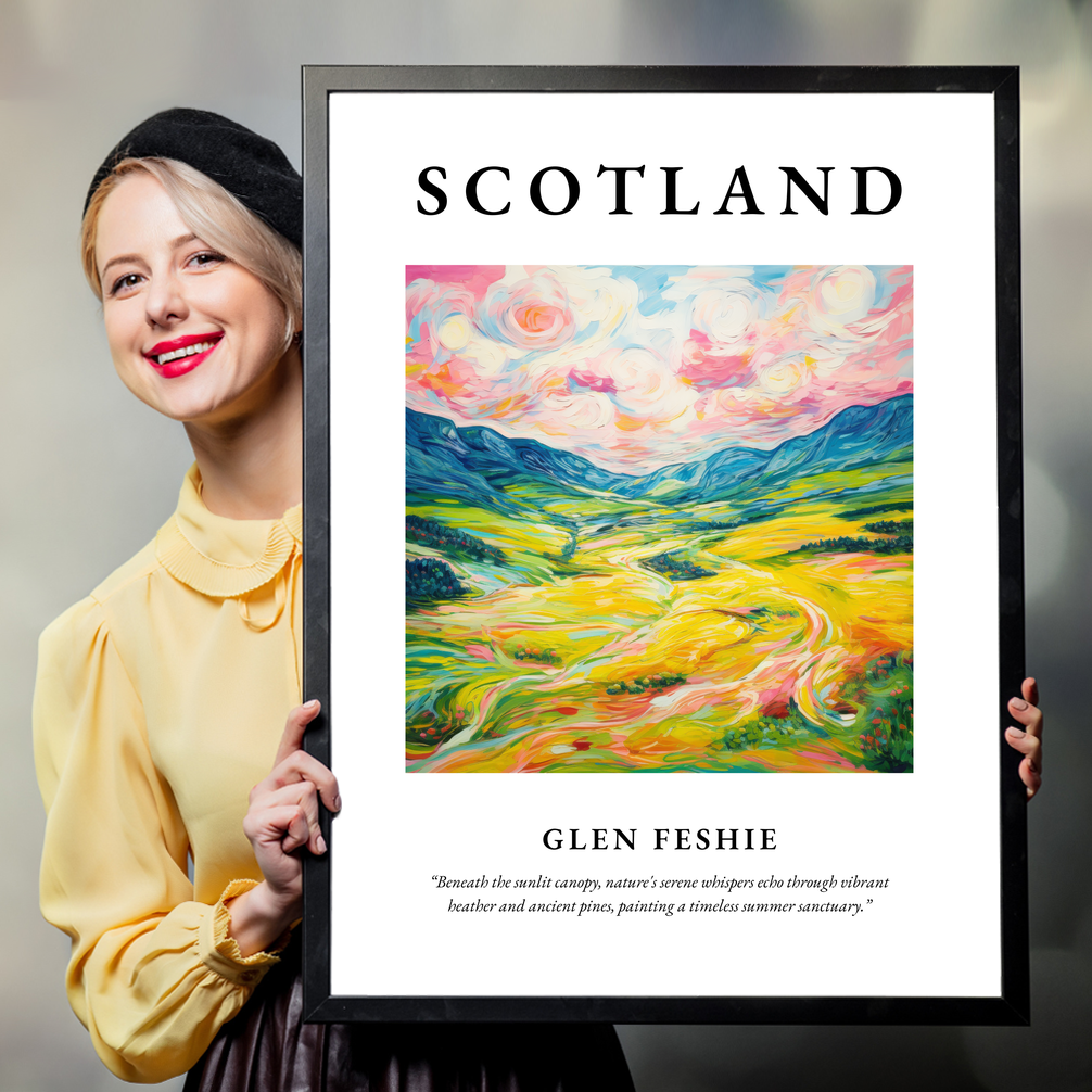 Person holding a poster of Glen Feshie