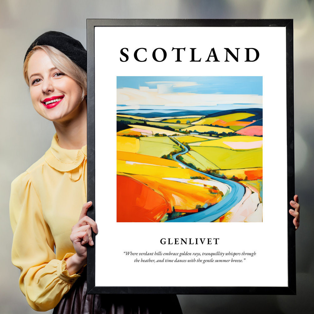 Person holding a poster of Glenlivet