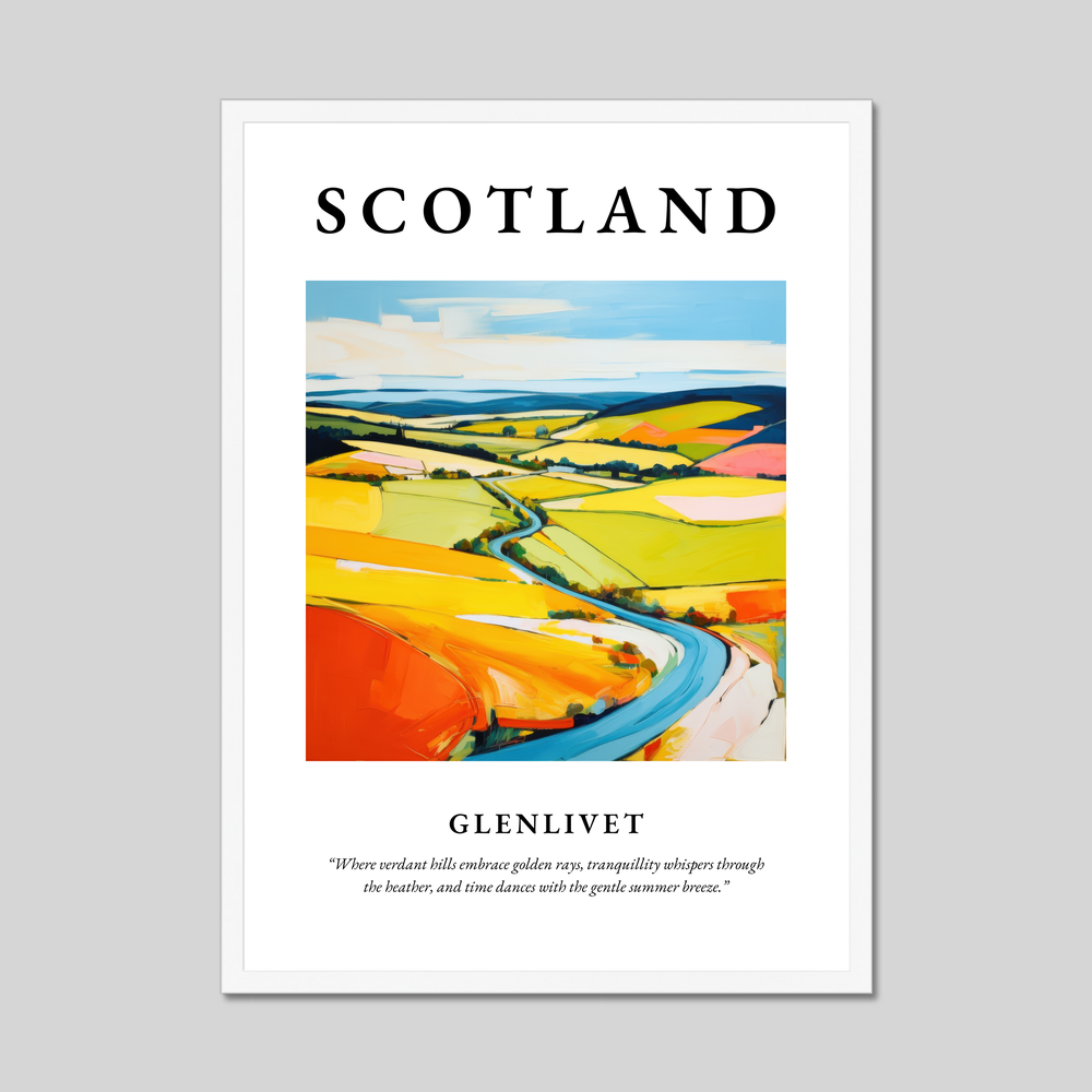 Poster in a white frame with the word Scotland