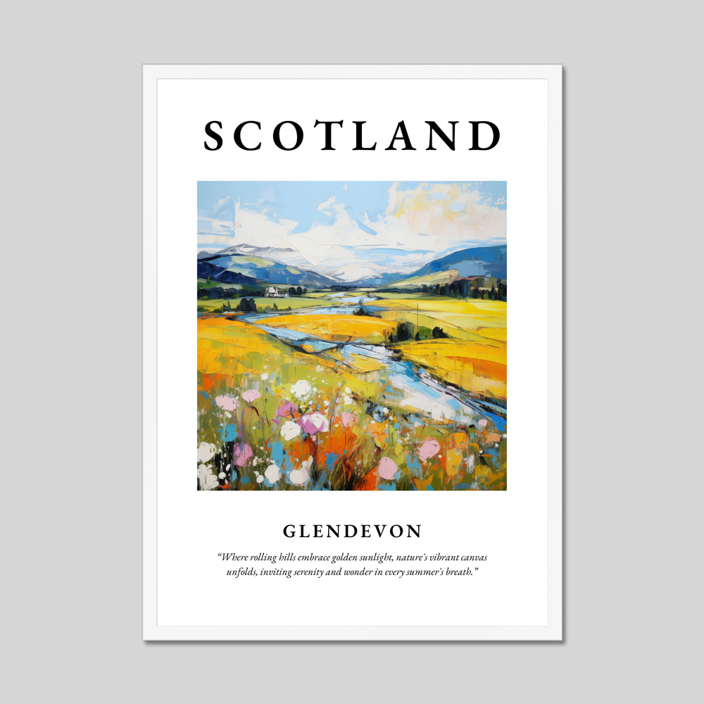 Poster in a white frame with the word Scotland