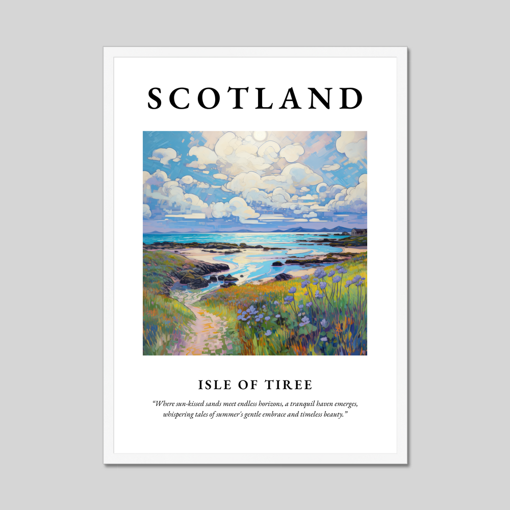 Poster in a white frame with the word Scotland