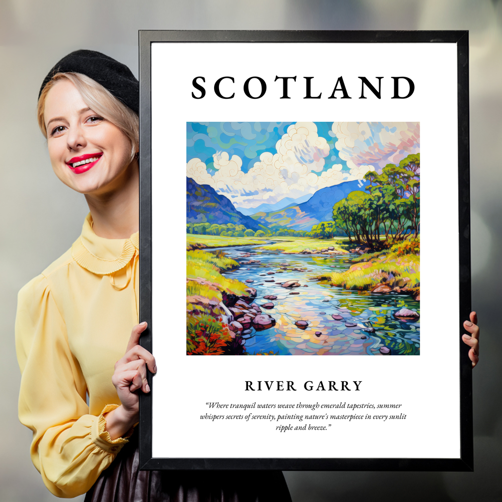 Person holding a poster of River Garry