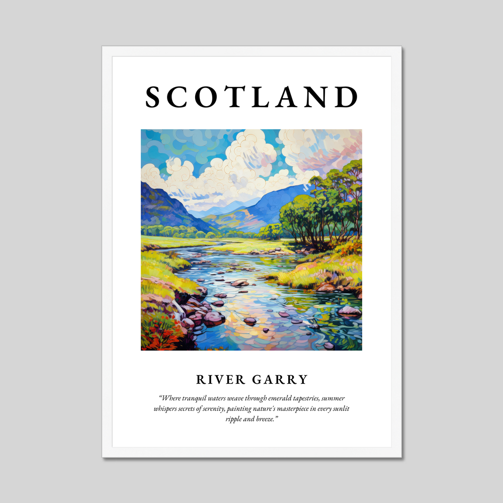 Poster in a white frame with the word Scotland