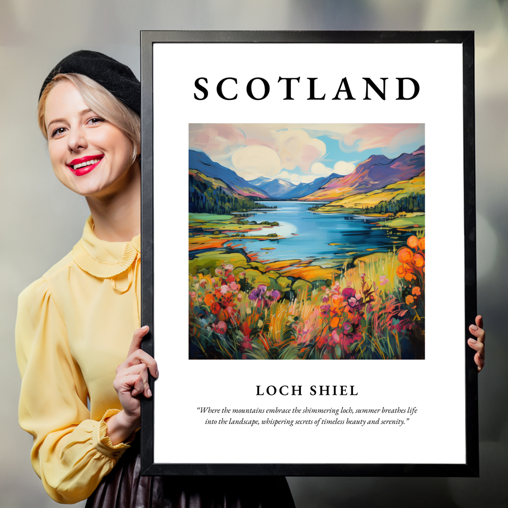 Person holding a poster of Loch Shiel