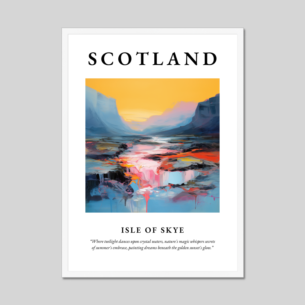 Poster in a white frame with the word Scotland