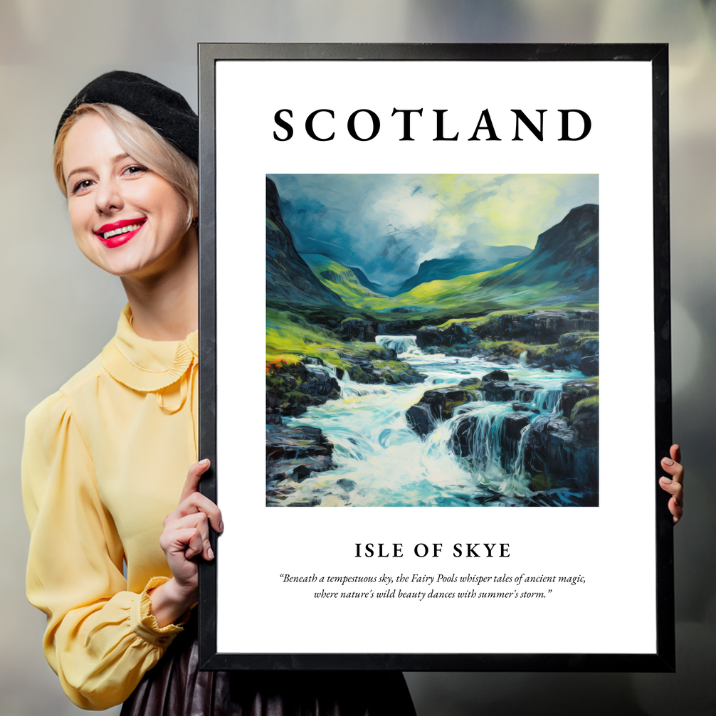 Person holding a poster of Isle of Skye