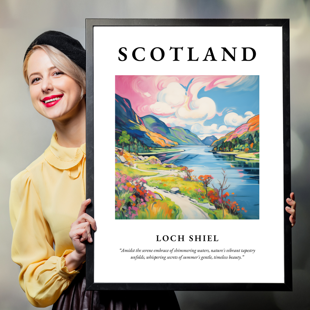 Person holding a poster of Loch Shiel