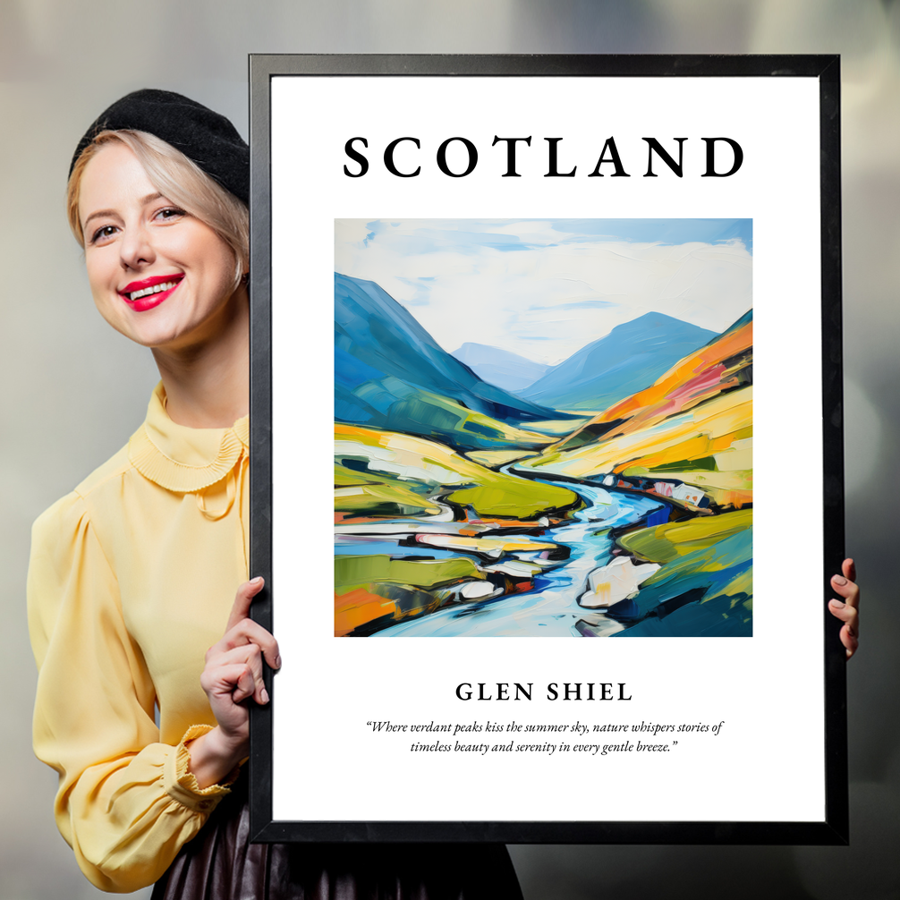 Person holding a poster of Glen Shiel