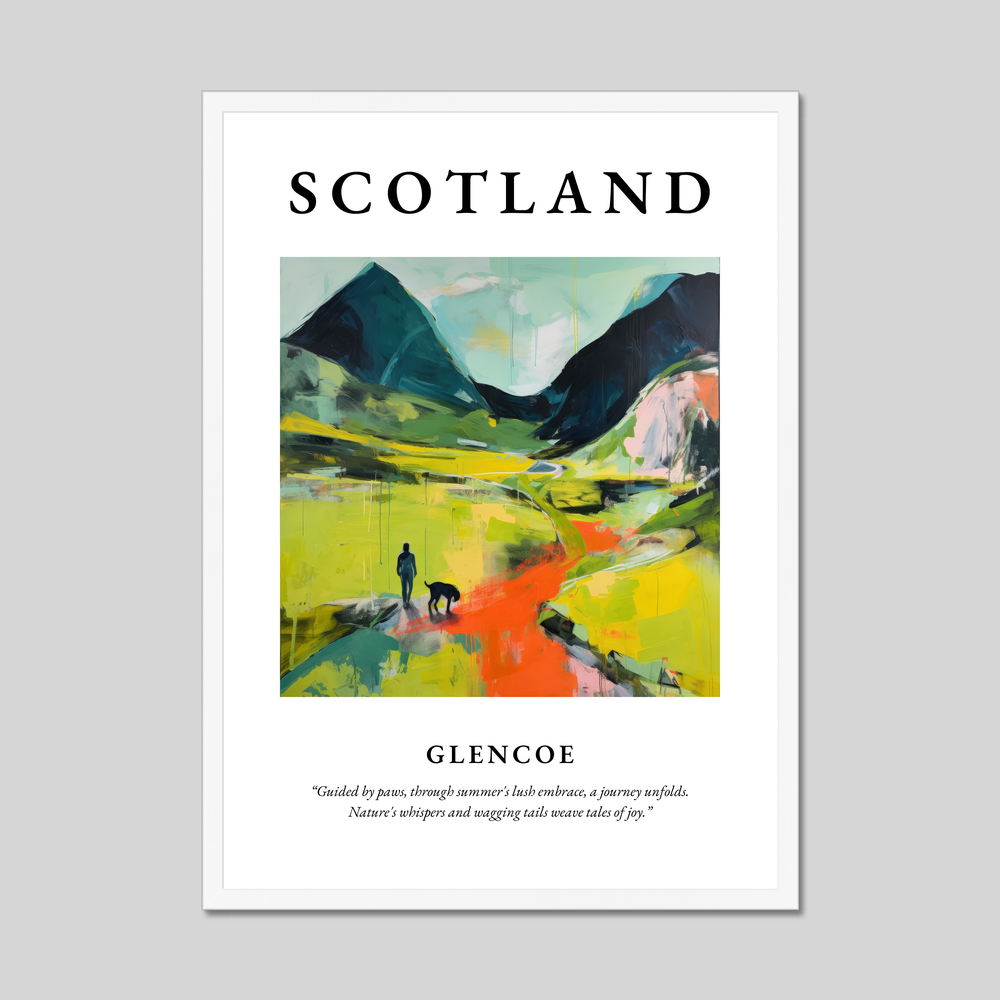 Poster in a white frame with the word Scotland