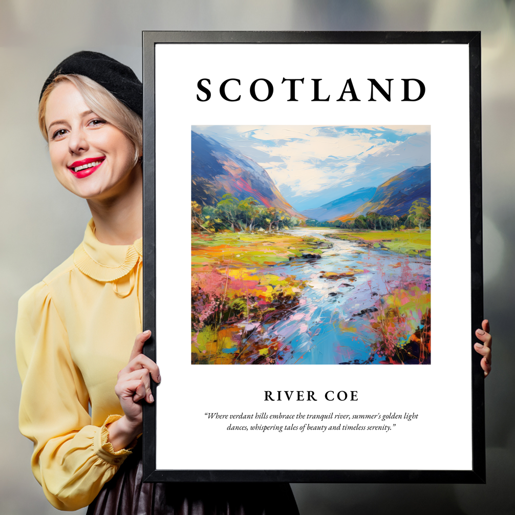 Person holding a poster of River Coe