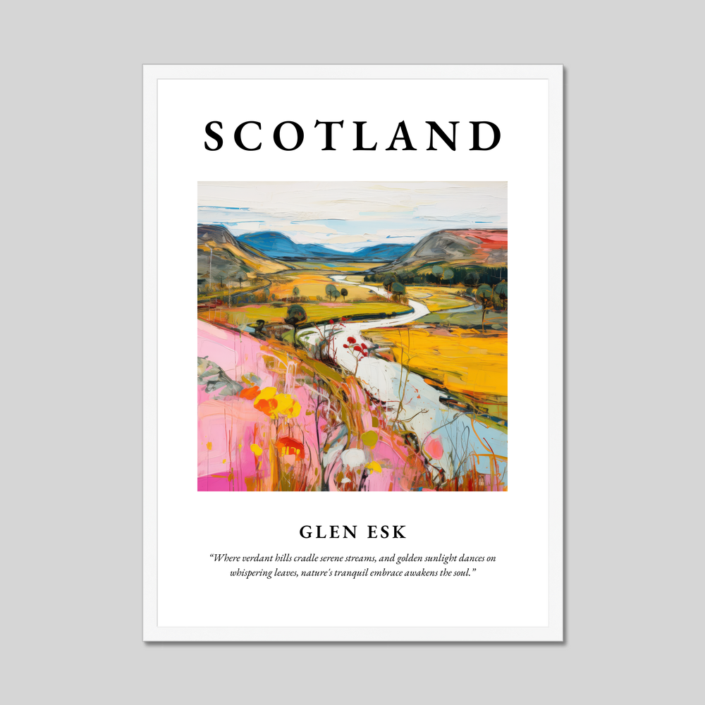 Poster in a white frame with the word Scotland