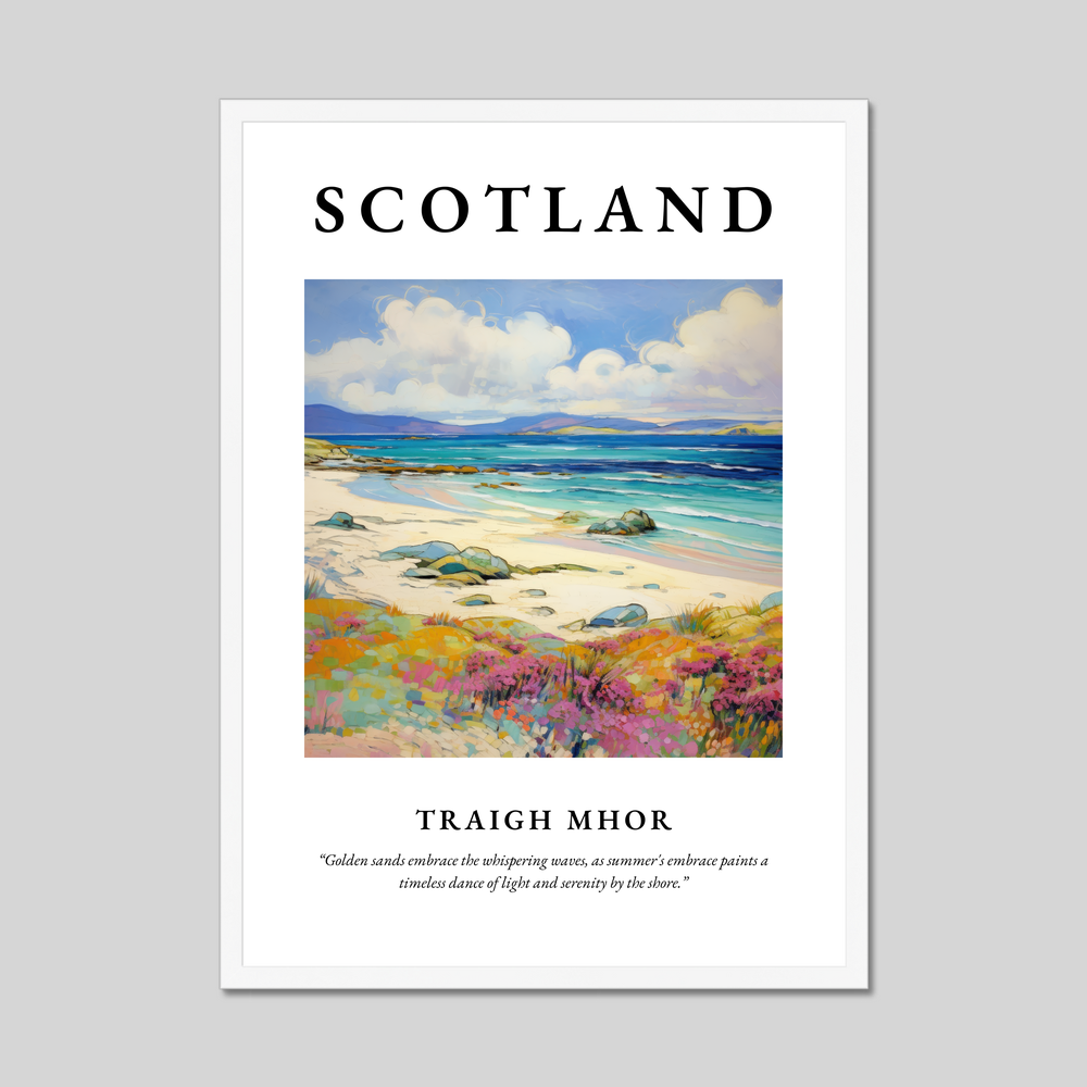 Poster in a white frame with the word Scotland