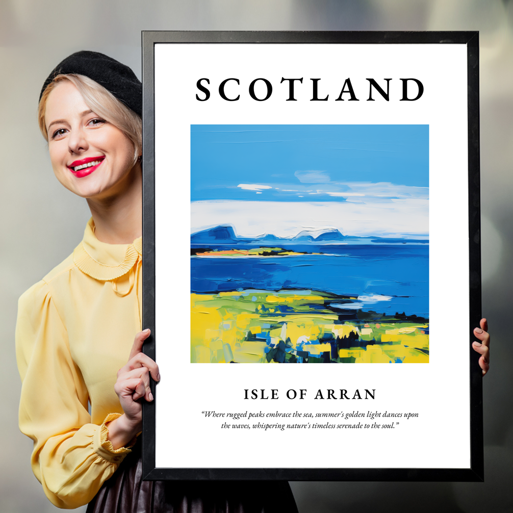 Person holding a poster of Isle of Arran