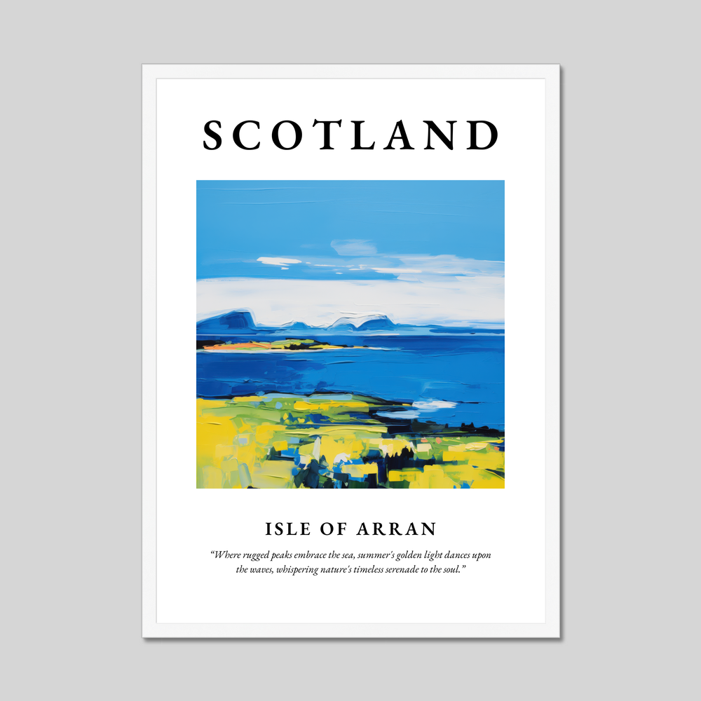 Poster in a white frame with the word Scotland