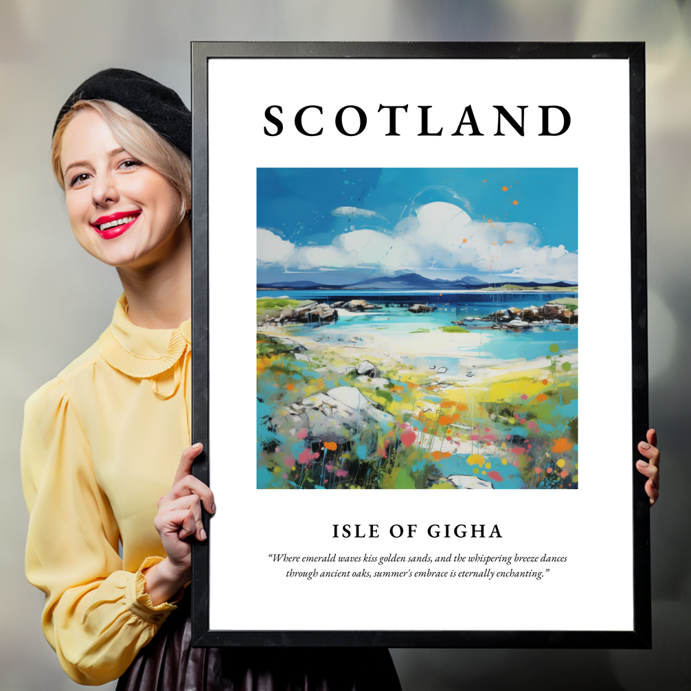 Person holding a poster of Isle of Gigha