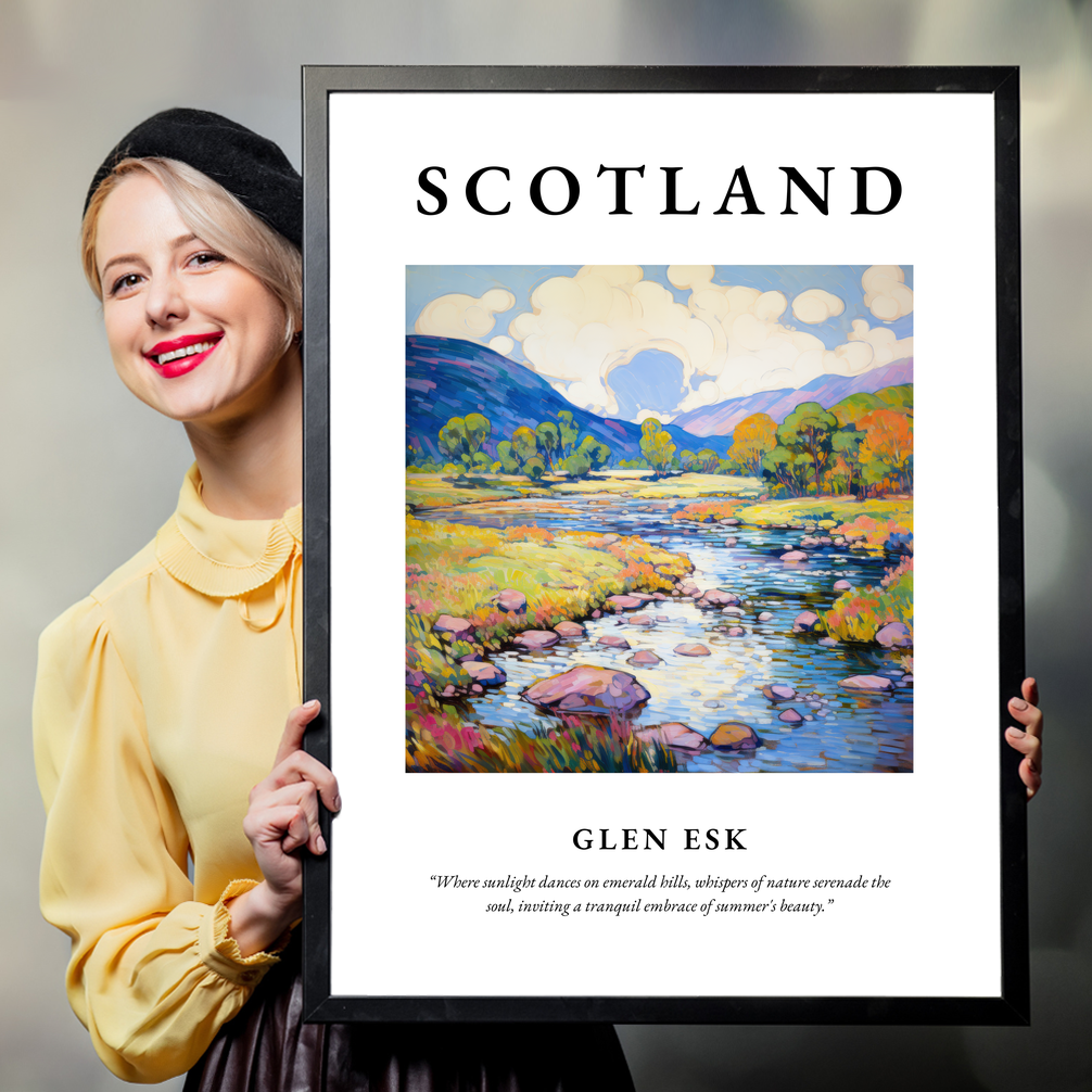 Person holding a poster of Glen Esk